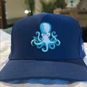 Navy Blue Octopus Embroidered Hat